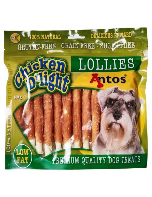Лакомство Antos Chicken DLight Lollies - солети с пилешко месо 400г - Лакомства за кучета