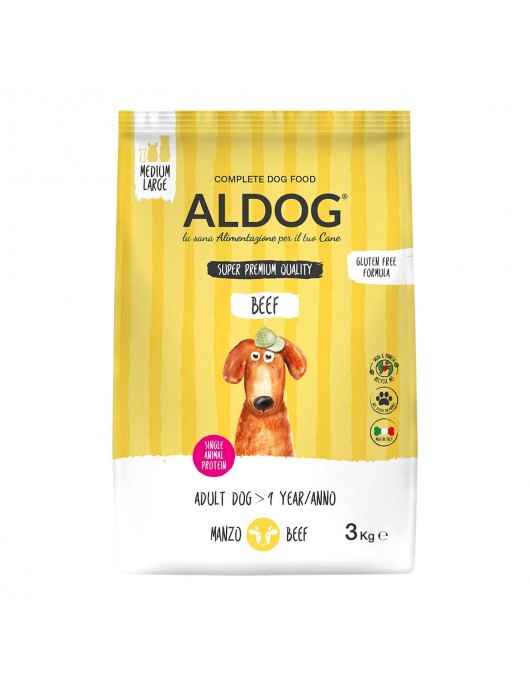 Aldog Beef Medium/Large - безглутенова, суперпремиум формула с телешко и ориз - Сухи храни