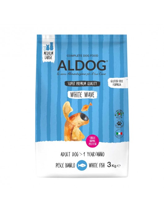 Aldog White Wave Medium/Large - безглутенова, суперпремиум формула с бяла риба и ориз - Сухи храни