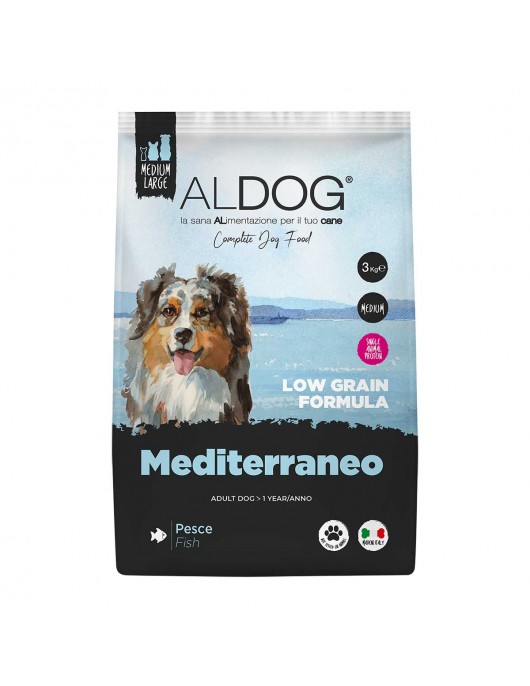 Aldog Low Grain Mediterraneo - нискозърнена храна с бяла риба Aldog Low Grain Mediterraneo - нискозърнена храна с бяла риба - Сухи храни