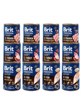 Brit Premium - Микс светли меса - 3 вкуса х 4 броя х 400г 