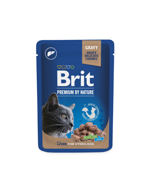 Пауч за котки - Brit Premium Chunks Chicken Sterilised - Консервирани храни