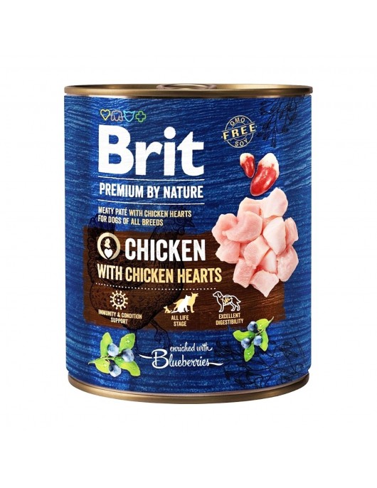 Brit Premium By Nature Chicken & Hearts - консерва 800г - Консервирани храни