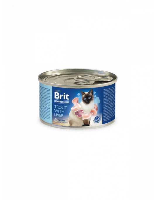 Консерва Brit Premium Cat Trout/Liver 200г - Консервирани храни