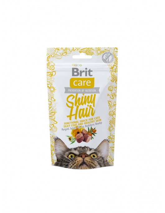 Полувлажно лакомство за котки Brit Care Snack Shiny Hair 50гр - Грижа за кожата и козината