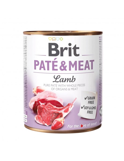 Brit Pate & Meat Lamb 800г - Премиум консерва за израстнали кучета с пуйка и агнешко - Консервирани храни