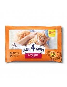 Пауч Club 4 Paws Cat Adult BEEF in jelly - 6 x 80гр