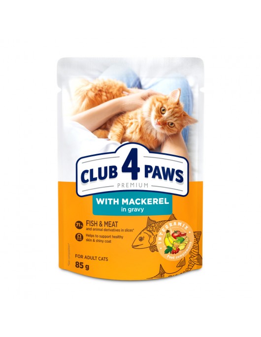 Пауч Club 4 Paws Cat Adult MACKEREL in gravy - 100гр - Консервирани храни