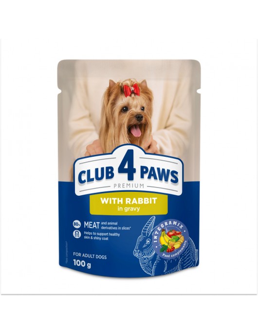 Пауч Club 4 Paws Dog Adult RABBIT in gravy - 100гр - Консервирани храни