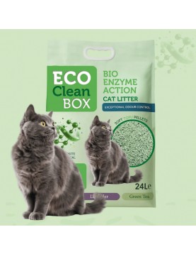 Eco Clean Box Тофу 10кг/24л -зелен чай - Пълнеж за котешки тоалетни