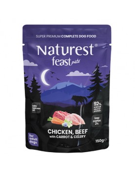Пауч NATUREST feast pate Adult -Chicken, Βeef with Carrot & Celery,150гр