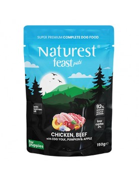 Пауч NATUREST feast pate Puppy - Chicken, Beef with Egg Yolk, Pumpkin & Apple, 150гр