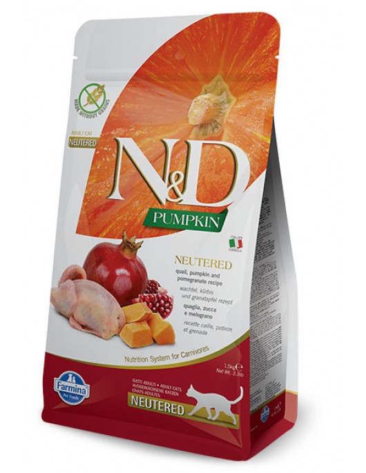 N&D Cat Pumpkin Neutered Quail & Pomegranate - Сухи храни