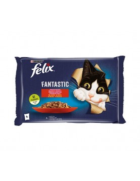 FELIX Fantastic Грил в Желе Говеждо и Пиле Мултиопаковка 4х85г