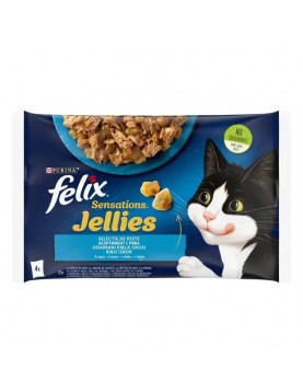FELIX Sensations с Ароматно желе Сьомга, скариди и пъстърва Мултиопаковка 4х85г