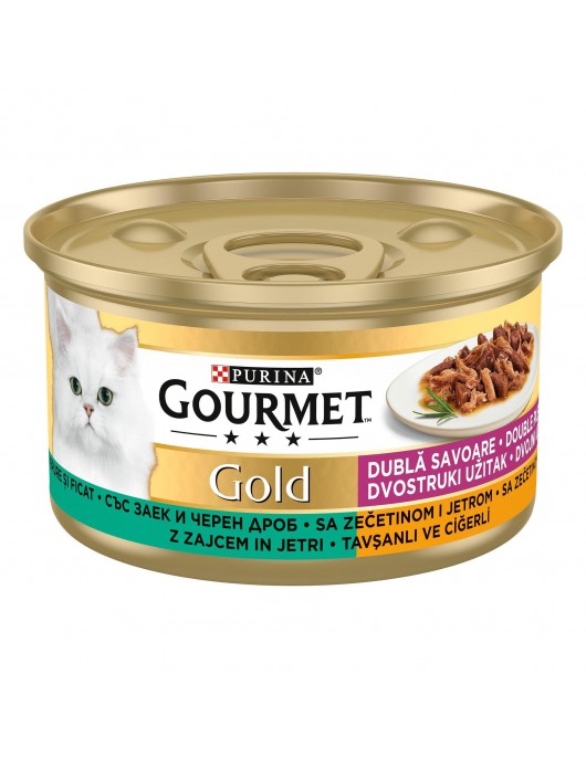 Purina Gourmet Gold - Двойно удоволствие със заек и дроб, 85г - Консервирани храни