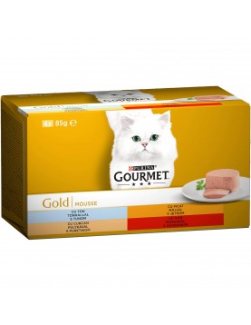 Purina Gourmet Gold - Асорти пастет 4 вкуса - дроб, риба тон, говеждо и пуйка, 4 х 85г - Консервирани храни