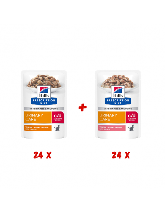 Hill`s Prescription Diet Feline C/d Urinary Stress Chicken - кутия с 12 пауча х 85г - Грижа за бъбреците и уринарния тракт