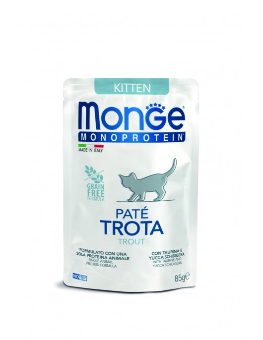  Пауч Monge Cat Monoprotein Kitten Trout 85гр - Консервирани храни