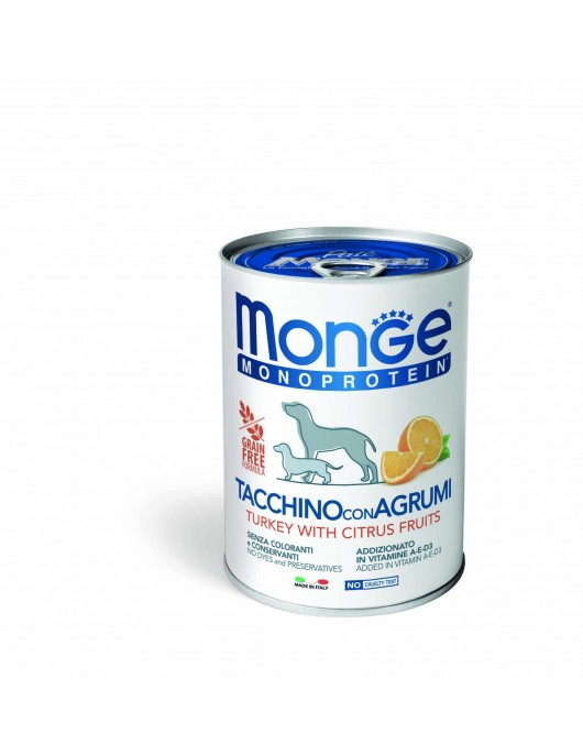 Консерва Monge DOG Monoprotein Adult Fruit Pate Turkey & Citrus fruits 400г - Консервирани храни