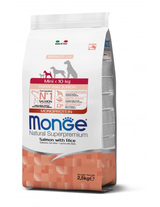 Monge Dog Monoprotein Puppy Mini Salmon Monge Dog Monoprotein Puppy Mini Salmon - Сухи храни