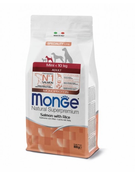 Monge Dog Monoprotein Mini Adult Salmon & Rice - Сухи храни