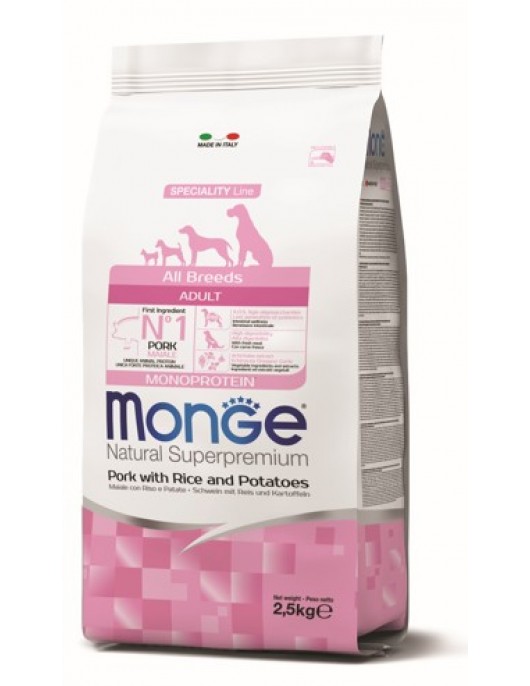 Monge Dog Adult All breeds Pork, Rice & Potatoes - Сухи храни