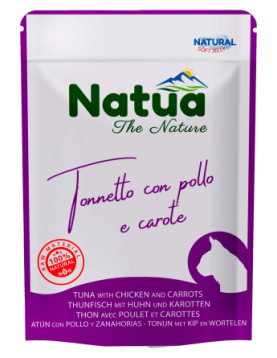 Natua Tuna, Chicken & Carrots in Jelly - филенца риба тон, пиле и моркови в желе - 70г, в пауч