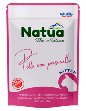 Natua KITTEN Chicken & Ham in Jelly - 70г филенца пиле и шунка в желе, в пауч