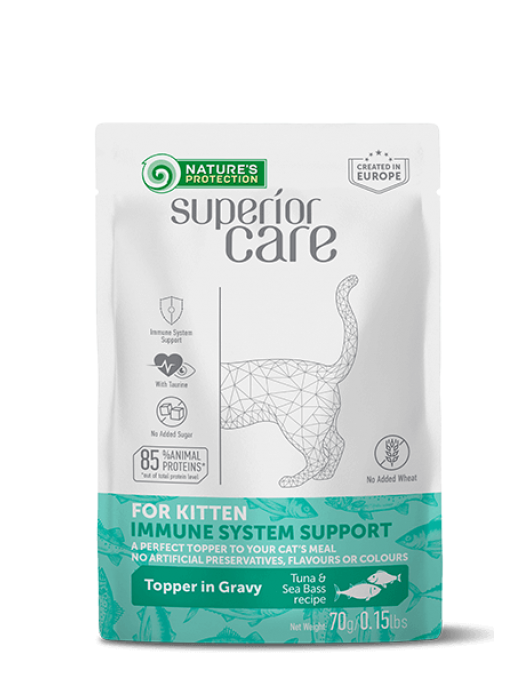 Пауч за котета - Nature`s Protection Superior Care Kitten Tuna & Sea Bass - 70г - Консервирани храни