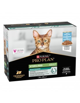Пауч за котки - Purina Pro Plan Sterilised White fish - 10 х 85г Мултипак