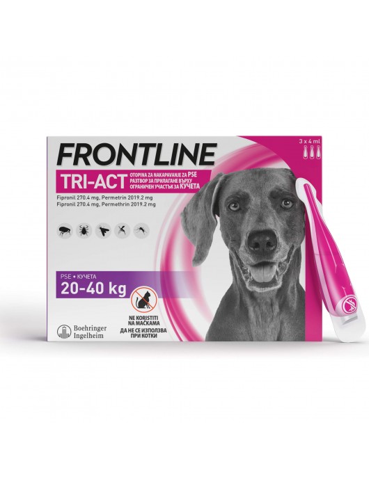 Frontline Tri Act 20-40kg – Противопаразитна пипета за кучета с тегло от 20 до 40кг - ВЕТЕРИНАРНА АПТЕКА
