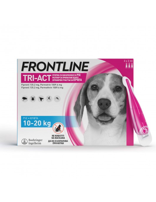 Frontline Tri Act 10-20kg – Противопаразитна пипета за кучета с тегло от 10 до 20кг - Противопаразитни