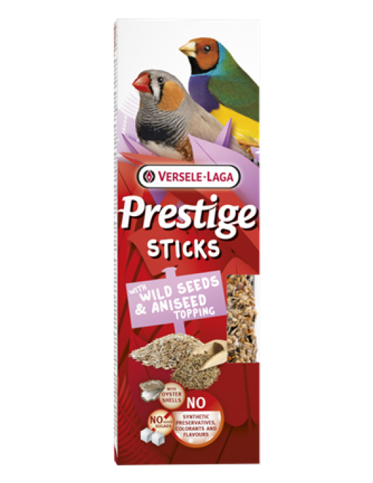 Versele-Laga Stick Prestige Finches Exotic Fruit, 2х30г Лакомства Versele-Laga Orlux Pick Block - минерален блок за дребни птички 350г Лакомства