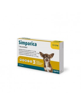 Simparica 5mg - вкусни таблетки за кучета от 1.3 до 2.5кг - за профилактика срещу външни паразити - Противопаразитни