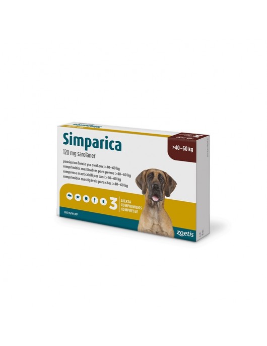 Simparica 120mg - вкусни таблетки за кучета от 40 до 60кг - за профилактика срещу външни паразити Simparica - вкусни таблетки за кучета от 1.3 до 2.5кг - за профилактика срещу външни паразити - Противопаразитни