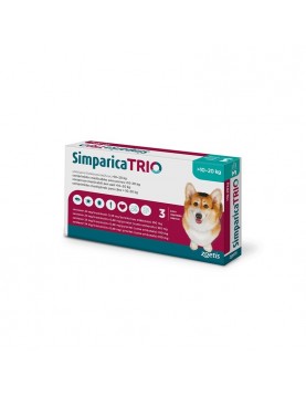 Simparica Trio 10 - 20кг - вкусни таблетки за кучета - за профилактика на външни и вътрешни паразити