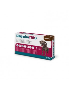 Simparica Trio 40 - 60кг - вкусни таблетки за кучета - за профилактика на външни и вътрешни паразити