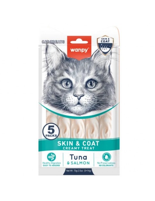 Wanpy Cat Hairball Cod Fish & Chicken - 5 x 14г - Лакомства