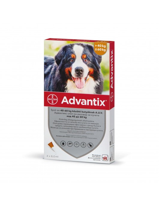 Advantix Spot On - привопаразитна пипета за кучета с тегло от 40 до 60кг - Противопаразитни