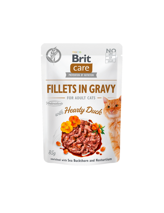 Пауч за котки - Brit Care Cat Hearty Duck Fillets in Gravy - Консервирани храни