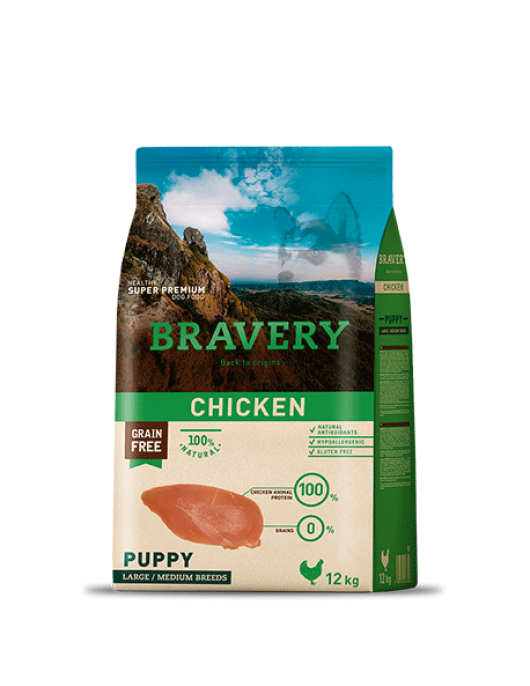 Bravery Puppy Medium/Large Chicken - Сухи храни