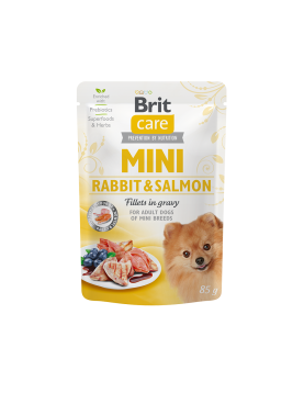 Пауч за кучета - Brit Care Mini Rabbit & Salmon Fillets in Gravy 85г